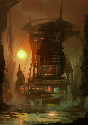 Jengo la Steampunk Chini ya Macho wallpaper — OnePlus Pad Picha ya Ukuta