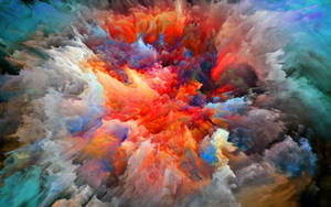 Art illustration design, with bursting colorful ignition of paints for MacBook Pro wallpaper.