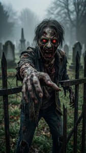 Zombie na macho ya nyekundu yanayowasha katika makaburi — iPhone 5 Picha ya Ukuta