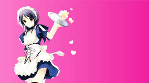 Maid Sama Misaki Ayuzawa pink background wallpaper. — Studio Display Picha ya Ukuta