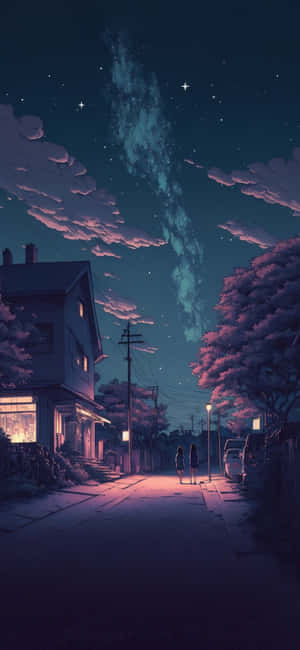 Mandhari ya Anime Aesthetic — iPhone 13 Mini Picha ya Ukuta