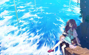 Mandhari ya anime ya kupendeza yenye mwonekano wa machweo wa kupendeza — Anime ya kupendeza Picha ya Ukuta