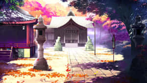 Mandhari ya Anime ya Kupendeza yenye Miti ya Sakura — Anime ya kupendeza Picha ya Ukuta