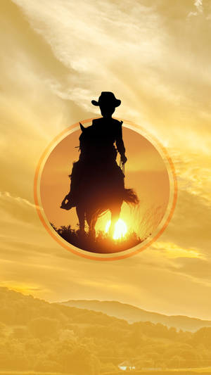 Mandhari ya Cowboy Kijana wa Magharibi — Machweo angani Picha ya Ukuta