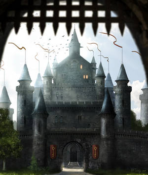 Medieval castle fortress art wallpaper — Galaxy Z Fold Picha ya Ukuta