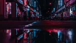 Mandhari ya Neon City — Mji wa neon Picha ya Ukuta