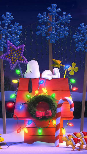 Picha ya Mandhari ya Mapambo ya Krismasi ya Snoopy 3D