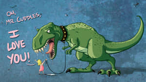 Marafiki wazuri wa dinosaur wakicheza siku ya jua — Dinosauro Mzuri Picha ya Ukuta