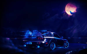 Mashine ya Kasi na Mwezi wa Galaxy wallpaper — Mwezi wa kupendeza Picha ya Ukuta