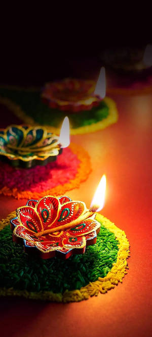 Diwali oil lamps wallpaper — iPhone 16 Plus Picha ya Ukuta