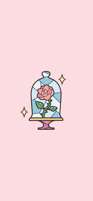 Glass Rose Pink Aesthetic Flower — Tecno Spark 50 4G Picha ya Ukuta