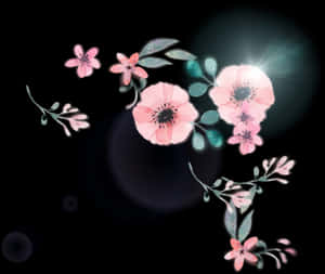 Maua ya Pinki ya Rangi ya Maji kwenye Kona, HD Png Download — Pink Floral Picha ya Ukuta
