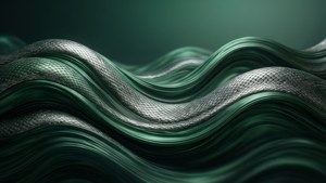 Mawimbi ya abstract ya kifahari katika rangi za Slytherin. — Slytherin Aesthetic Picha ya Ukuta
