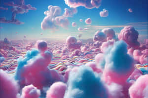 Mawingu ya Pink na Bluu ya Aesthetic Trippy — Pink pasteli Picha ya Ukuta