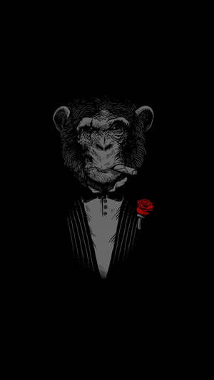 Wallpaper ya AMOLED ya kima inayowashwa sigara mwenye tuxedo na rose.