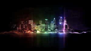 Mazingira ya Neon City — Mji wa neon Picha ya Ukuta