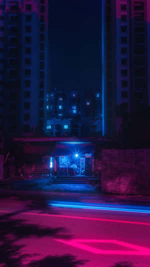 Mazingira ya Neon City — Mji wa neon Picha ya Ukuta