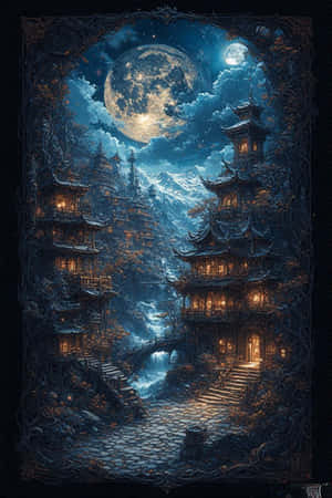 Tibet, mazingira ya usiku, gothic, surreal, sanaa dijitali, wallpaper, mystical — iPhone 4 Picha ya Ukuta