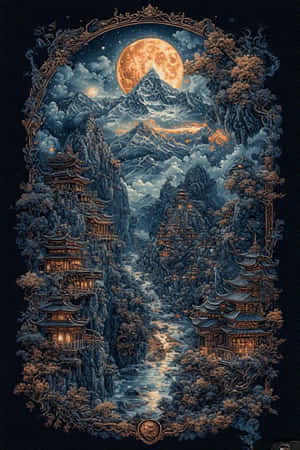 Tibet, mazingira ya usiku, gothic, surreal, sanaa dijitali — iPhone 4 Picha ya Ukuta