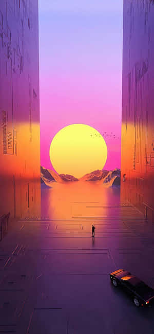 Mchoro wa Vaporwave — OnePlus N6x Picha ya Ukuta