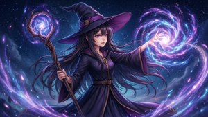 Tapeta la anime la mchawi anayetoa kijiko chini ya mwezi.