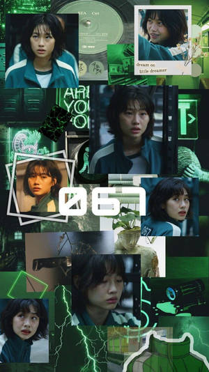 Tapeta la mchezaji aesthetic kijani 067 Squid Game — 067 squid game Picha ya Ukuta