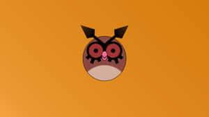 Mchoro Rahisi wa Hoothoot kwenye Mandharinyuma ya Rangi ya Chungwa — Nintendo Picha ya Ukuta