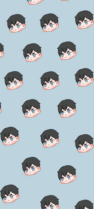 Mwonekano wa ukuta wa mchoro wa Chibi Tobio Kageyama — 20:9 Picha ya Ukuta