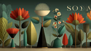 retro,vintage,illustration,midcentury,modern,floral,plant,abstract,design,art,graphic,stylized,poster,botanical,decorative — 2560x1440 Picha ya Ukuta