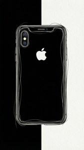Mchoro wa mstari wa kifupi wa iPhone XR, rangi nyeusi na nyeupe, wallpaper ya sanaa ya kifahari.