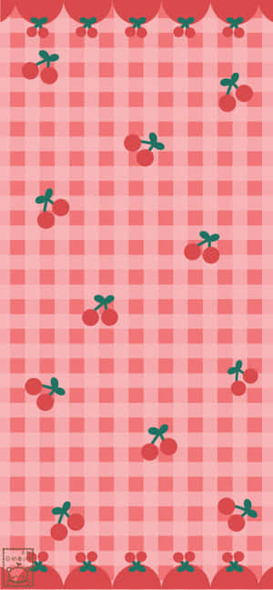 Pink Checkered Cute Red Cherries — Tecno Spark Go 3 Picha ya Ukuta