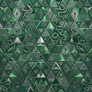 Mchoro wa jiometri ya kisasa wenye motifu za nyoka. — Slytherin Aesthetic Picha ya Ukuta