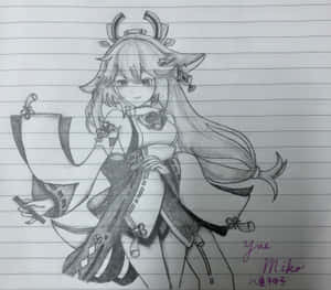 Mchoro wa Yae Miko Pfp — Genshin impact Picha ya Ukuta
