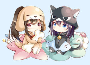 Mchungwa wa Manga wa Chibi Anayevaa Hoodie — Mrembo wa anime mrembo Picha ya Ukuta