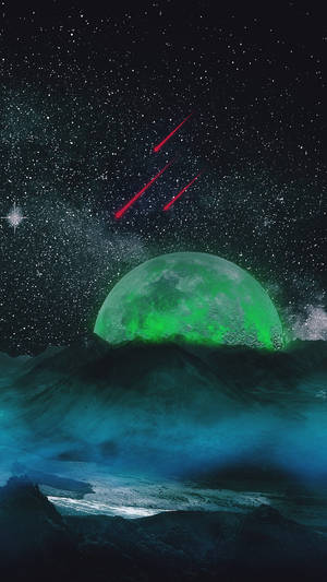Tapeti la Meteoriti za Mwezi wa Neon — Mwezi wa neon Picha ya Ukuta