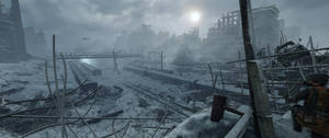Metro Exodus Mji wa Ukiwa wa Vita 3440x1440 — Picha ya mchezo wa video Picha ya Ukuta