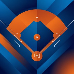 Sanaa ya jiometri ya abstract katika rangi za Mets inayoweka diamond ya baseball. — Galaxy Watch Picha ya Ukuta