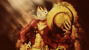 Mfalme wa Maharamia Luffy Akiwa amebeba Kofia yake kwenye Misheni — Luffy Picha ya Ukuta