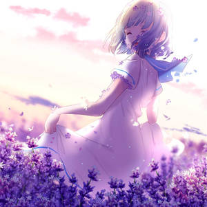 Mgeni wa Anime Kawaii kwenye Shamba la Mafuta — Kawaii Anime Picha ya Ukuta