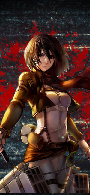 Mikasa Portrait Attack On Titan iPhone — iPhone 14 Picha ya Ukuta