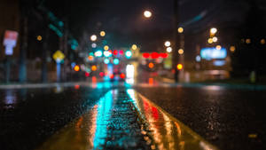 Blurry Night Wet Street wallpaper. — 2560x1440 Picha ya Ukuta