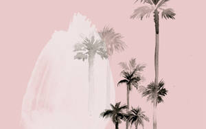 Miti ya Michikichi ya California Iliyochorwa Aesthetic Mac — Aesthetic mac Picha ya Ukuta