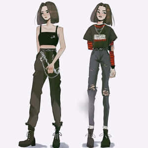 Anime Grunge — Msichana wa anime hoodie Picha ya Ukuta
