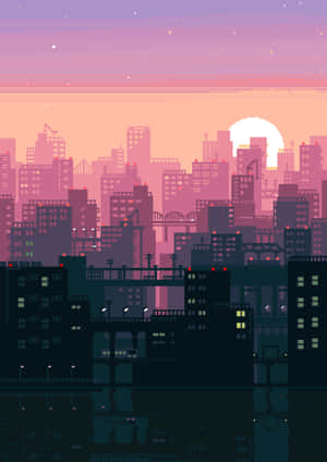 Lo Fi pixel art city wallpaper — OnePlus Pad 2 Pro Picha ya Ukuta