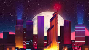 Background ya Mji wa Neon — Mji wa neon Picha ya Ukuta