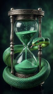 Mkanda unaovyo kwenye mwanga wa fedha, ikionyesha wakati na uwezo. — Slytherin Aesthetic Picha ya Ukuta