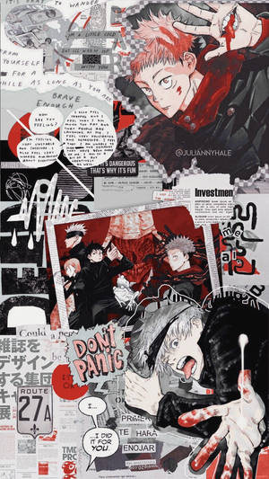 Mkasi wa Scrapbook Jujutsu Kaisen wa Simu Karakteri Kuu — Kawaii Anime Picha ya Ukuta