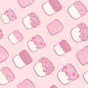 Mkusanyiko wa Kupendeza wa Vipengele vya Kawaii kwenye Mandhari ya Pink — Pink ya kawaii Picha ya Ukuta
