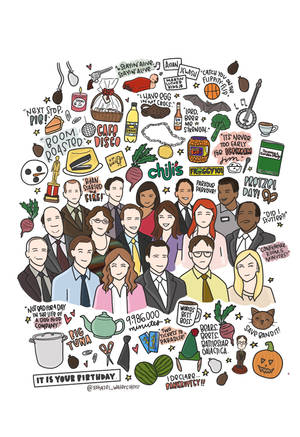 The Office US cast colored doodles fan art wallpaper — Oppo Pad 4 Pro Picha ya Ukuta