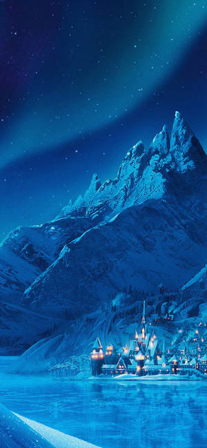 Mlima wa kasri la Arendelle la mwamba wallpaper — iPhone 14 Pro Max Picha ya Ukuta